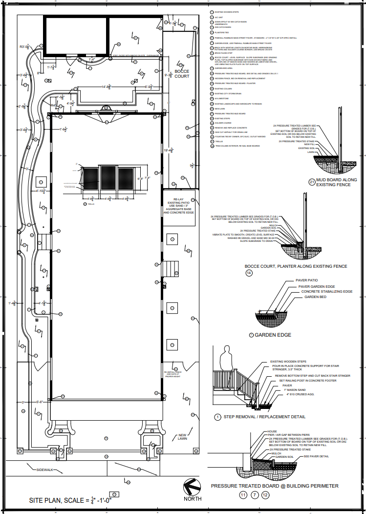 A blueprint of the Duxstad Residence backyard, a landscape design in New Orleans, LA